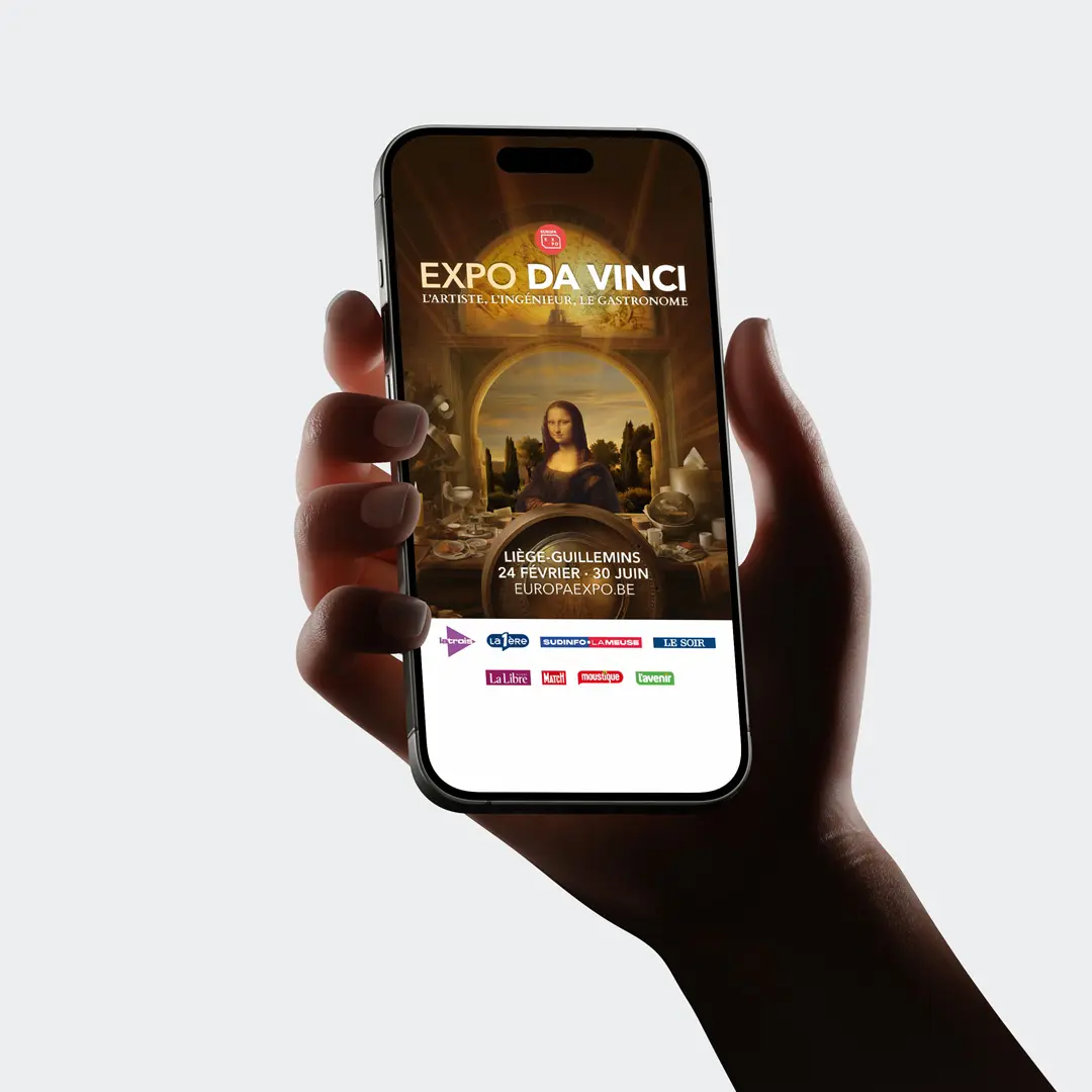 Contenu Instagram Story pour la promotion de l'exposition Europa Expo De Vinci - Design graphique et animation motion design réalisés par Hugo Siffert pour Moustic